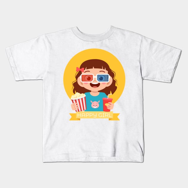 Happy Girl Kids T-Shirt by Alg0rany